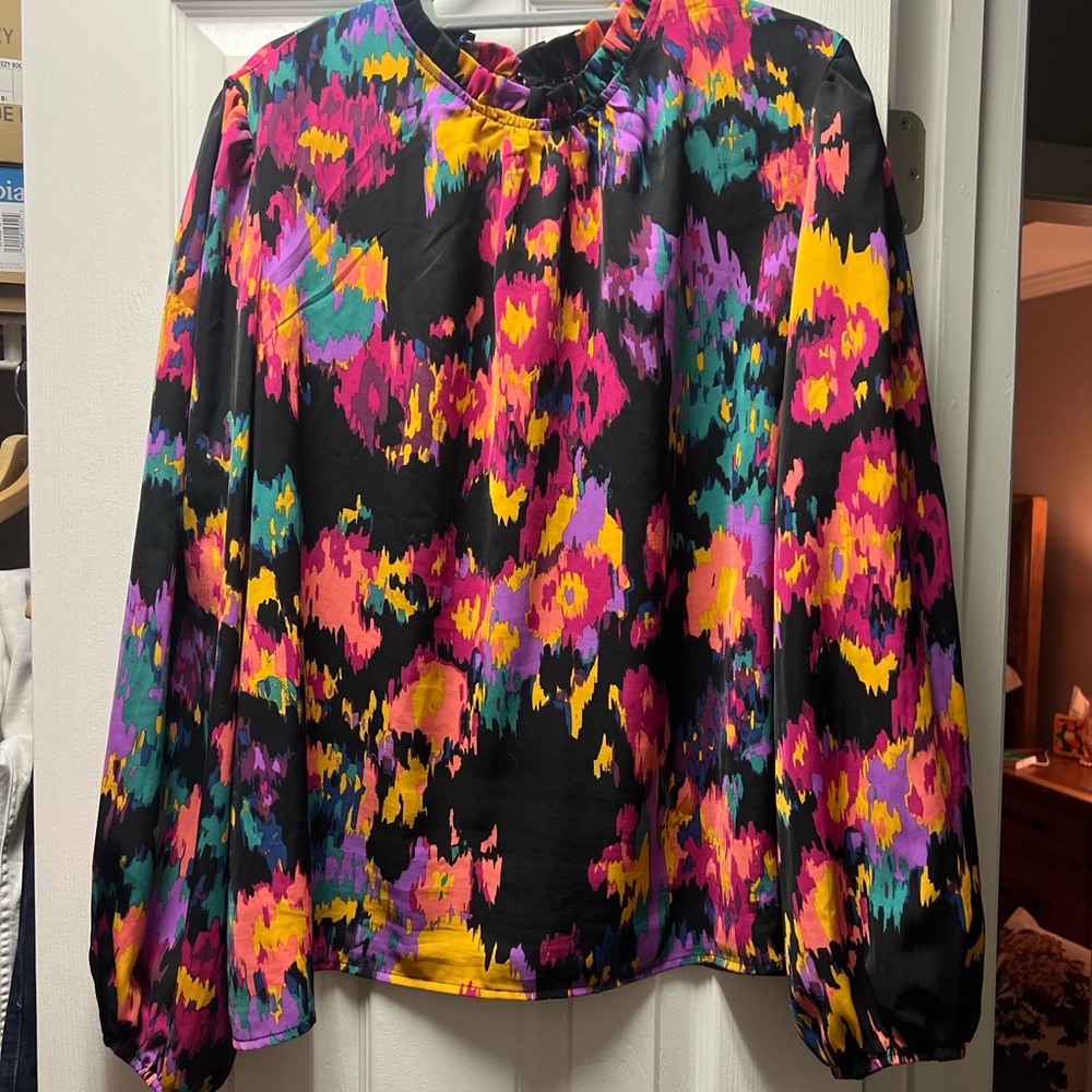 SHEIN Colorful Abstract Print Blouse